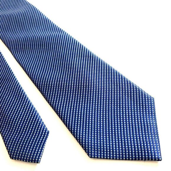 Calvin Klein Blue Green‎ Woven Check Silk Tie - Picture 1 of 6
